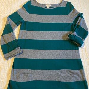 Caslon Striped Teal and Gray Sweater Dress
